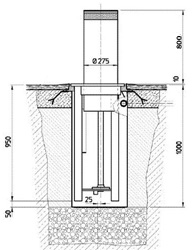 монтаж болларда J 275 H800